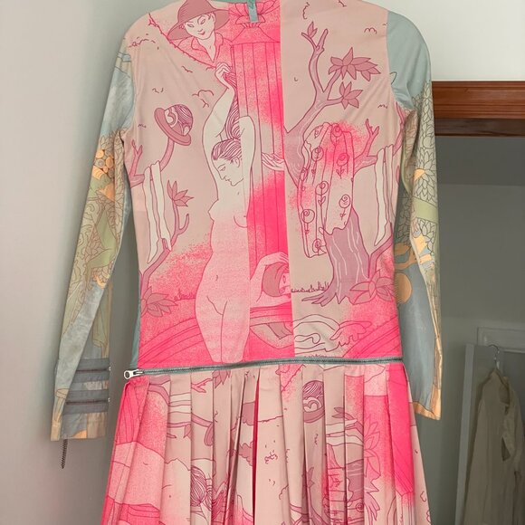 Vintage Custo Barcelona pleated dress multicolored pastel print - Picture 3 of 14